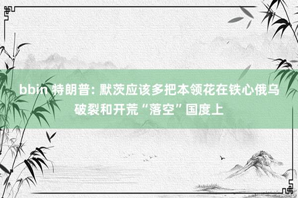 bbin 特朗普: 默茨应该多把本领花在铁心俄乌破裂和开荒“落空”国度上