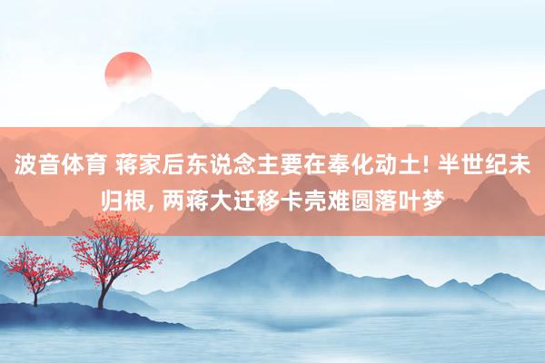 波音体育 蒋家后东说念主要在奉化动土! 半世纪未归根， 两蒋大迁移卡壳难圆落叶梦