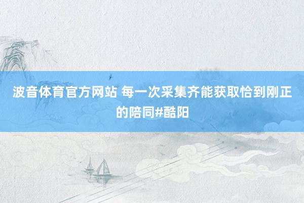 波音体育官方网站 每一次采集齐能获取恰到刚正的陪同#酷阳