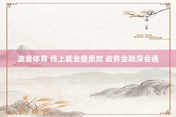 波音体育 线上就业提质效 政务金融深会通